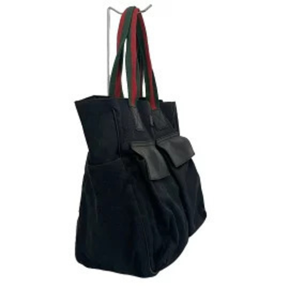 Gucci Sherry Web Tote Bag Black Red Green